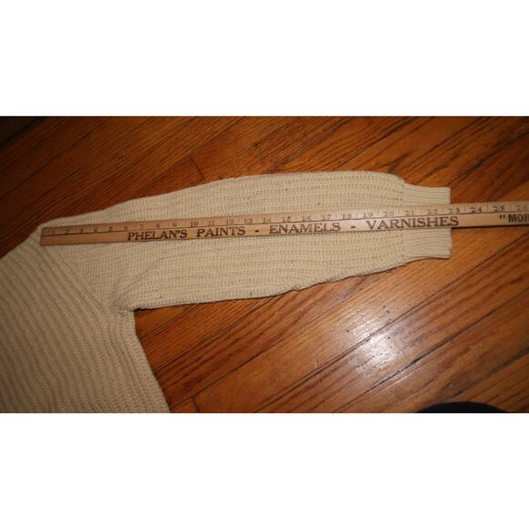 Vintage 60s 70s Alps Ski Meister Ivory Cable Knit Fisherman Sweater Mens Large - Picture 14 of 14